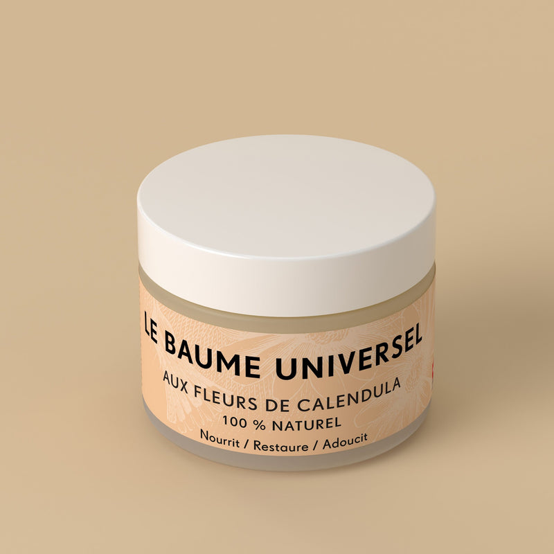 baume universel sans allergènes BELLE LUCE naturel 100% yuka pot en verre opaque avec ecrit baume universel belle luce 
