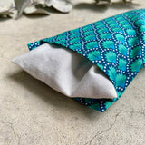 Relaxing cushion with lavender/linen flowers - Emerald fabric - 100% Oeko-tex certified cotton