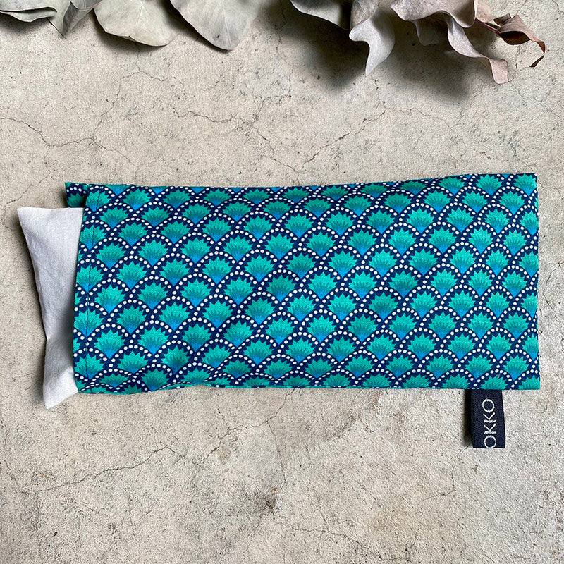 Relaxing cushion with lavender/linen flowers - Emerald fabric - 100% Oeko-tex certified cotton