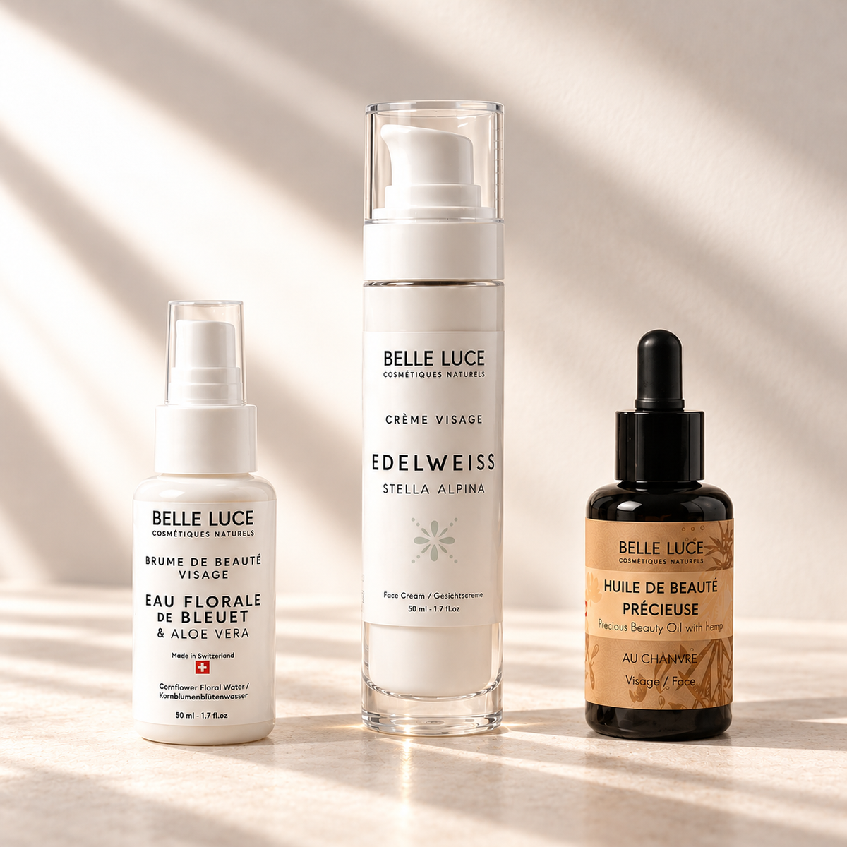 soin en 3 phase -rituel peau sensible- bleuet - edelweiss- chanvre - rituel botanique