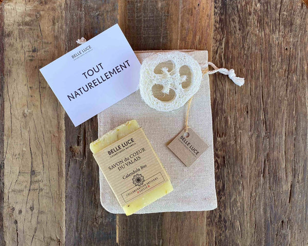 100% Sustainable All-in-One Kit | Soap with Loofah Gourd Soap Dish